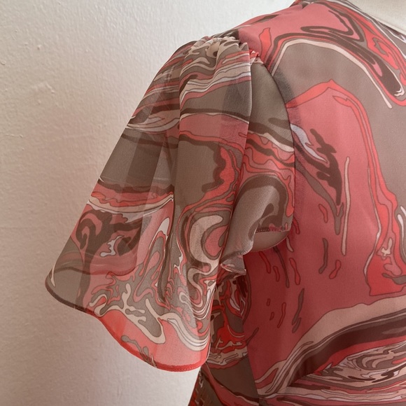 Mulberry Yvonne Marble Chiffon Pleated Dress Size 6 - Picture 5 of 9